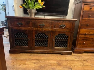 Mango Wooden Sideboard Large Solid with Drawers and Cupboards - Picture 1 of 3