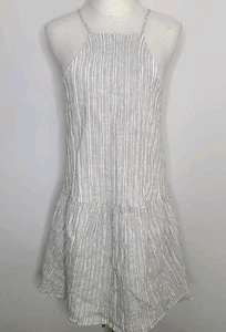 Vestido Amanda Uprichard Metálico Amy Halter Valencia Mezcla de Lino Talla L - Imagen 1 de 7
