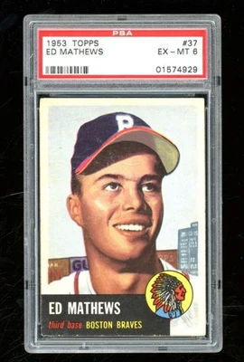 1953 Topps Ed Mathews #37 PSA 6 Boston Braves IC388 - Imagem 1 de 2