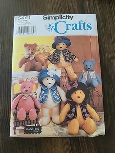 Simplicity Pattern 5461 UNCUT Teddybären 18" & 22" & Zubehör Elaine Heigl - Bild 1 von 3