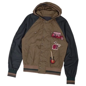 Dolce Gabbana Men’s Khaki Nylon Zip Hoodie Patch Jacket XS Used - Picture 1 of 8