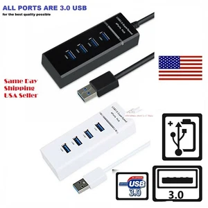 4 Port USB 3.0 HUB Multi High Speed Splitter Expansion Desktop Laptop PC Max OS - Picture 1 of 13