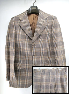 Samuel Windsor Tweed Jacket & Trousers Mens 40R 35x31 Brown Check 2 Piece Suit - Image 1 of 4