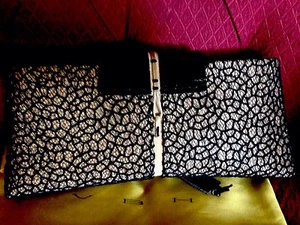 VBH clutch Purse Gold And Blk Glitter Net Overlay Ostrich Flap First Editon - Picture 1 of 4