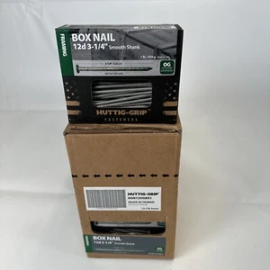 12 1lb Boxes 1Case Huttig-Grip Outdoor Galv Framing Nail 12D 3 1/4" Smooth Shank - Picture 1 of 5