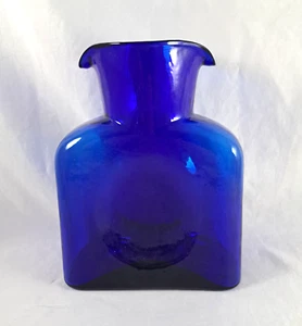 BLENKO Glass Cobalt Blue 384 Double Spout Water Bottle Carafe Vase Pitcher - Picture 1 of 9