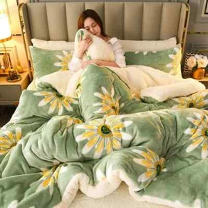 Thick Quilt Blanket Thickened Warm Flannel Fleece Bed Duvets Quilts the Blankets - Picture 1 of 23