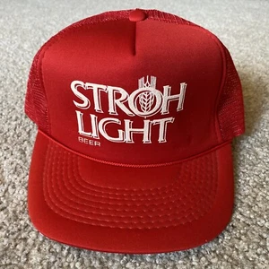 Vtg Stroh Light Beer Red/White Foam Trucker SnapBack Hat - Preowned EUC - Picture 1 of 8