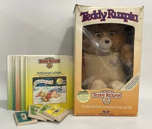 Sound ISSUES Teddy Ruxpin Talking Bear WORKING in Box with Books Cassettes 1985 - Picture 1 of 18