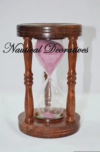 SOLID SHEESHAM WOOD SAND TIMER HOME DECOR 6.5 INCH  - Picture 1 of 1