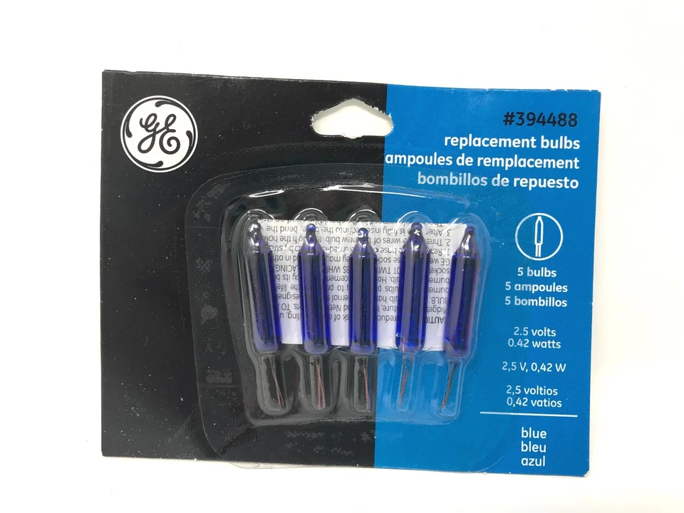 GE 2.5 V Replacement Lights 5 Bulbs Blue