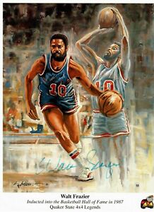 "New York Knicks" Walt Frazier Hand Signed 9x11 1987 HOF Print Todd Mueller COA