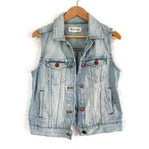 Madewell Vest Womens XS Light Wash Blue Jeans Denim 100% Cotton Pockets - Picture 1 of 9