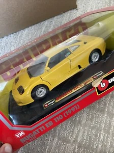 Burago Bugatti EB 110 1991 1/24 Diecast cod 0535 Yellow Collector Car - Picture 1 of 14