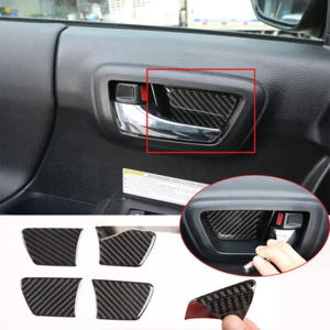 4*Real Carbon Fiber Interior Door Handle Bowl Trim Fit For T@yota T@coma 2015-20 - Foto 1 di 9