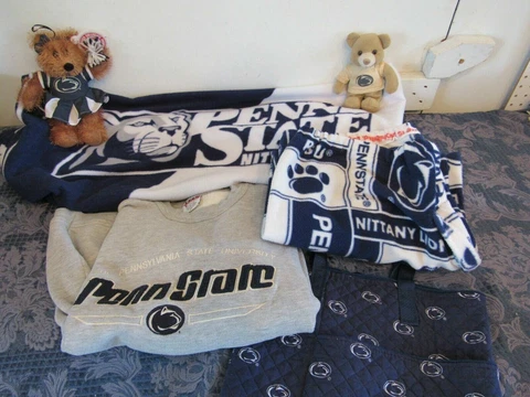 Penn State University Nittany Lion Plush Throw Sweatshirt Bag Fleece Bottoms Lot Cover