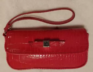 Mini Wristlet Wallet Liz Claiborne LC Red PVC Faux Crocodile Leather - Picture 1 of 12