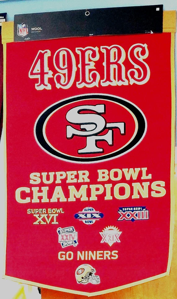 San Francisco 49ers Super Bowl Champions Embroidered Wool Banner 24x38 Inch New - Image 1 of 1