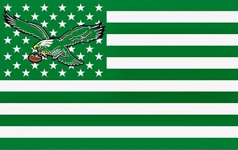 (2) Retro Philadelphia Eagles US Flag Waterproof Vinyl STICKERS 5x3.2 Car Decal Cover