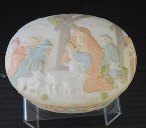 Nativity Trinket Box Lefton 1982 Hand Painted Christopher Collection Holy Family - Picture 1 of 6