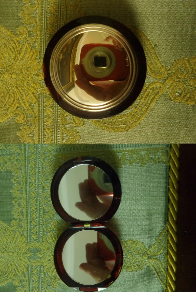 SPECCHIETTO BORSA RICHIUDIBILE ARGENTO RESINA MARRONE INCISIONE INIZIALI GRATIS - Immagine 1 di 1