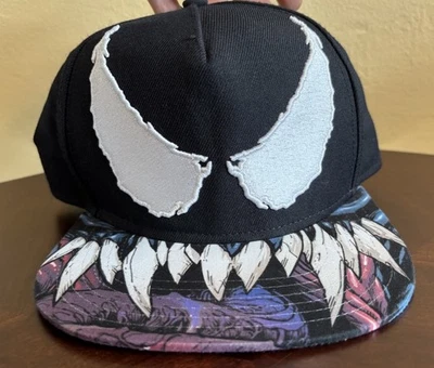 Marvel Comics VENOM Sublimated Face Adjustable Snapback Hat Cap Adult Fangs - Image 1 of 4