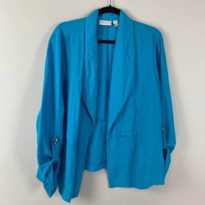 Chaqueta Chicos Frente Abierto Talla 3 US XL Manga con Pestaña Enrollable Texturizada Azul Foto 1 de 4