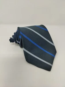 Brooks Brothers Makers Men's Tie Blue Gray Diagonal Striped Repp Silk Necktie - Picture 1 of 6