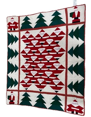 Cobertor acolchoado vintage Natal Papai Noel pendurado na parede - Imagem 1 de 4