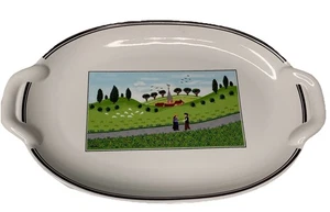 Villeroy & Boch Design Naif ovale Einlegeschale mit Griffen Bauernhofszene Mann Frau - Bild 1 von 6