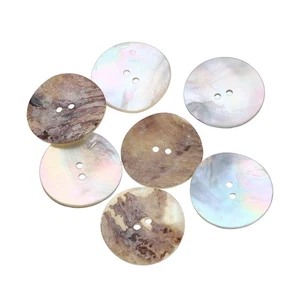 7 Pcs Natural Shell Button, 2 Hole 28mm Mother of Pearl Button, Multicolored - Picture 1 of 7