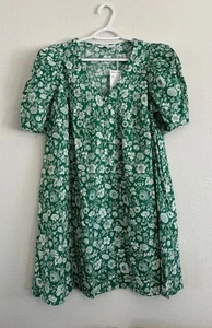 & Other Stories A-Line Short-Sleeve Dress Green Floral Print Size 10 - Picture 1 of 12