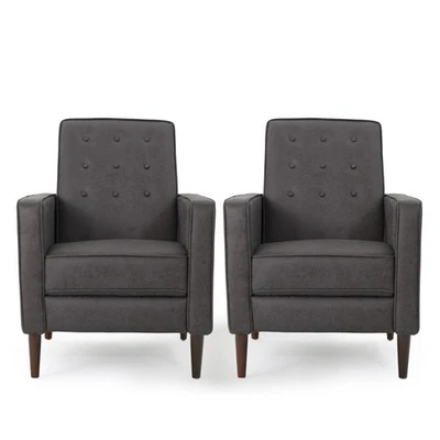 Reclinable de microfibra moderno Mervynn Mid-Century (juego de 2) de Grey Mid-Century Mo Foto 1 de 4