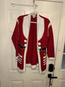 99 Jane Street Womens Open Front Long Christmas Sweater Cardigan Sz M (HOME50) - Picture 1 of 5