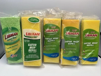 LOTE de (5) esponja de recarga de fregona Libman Gator para modelo 2020 #02021 sellada nueva Foto 1 de 4