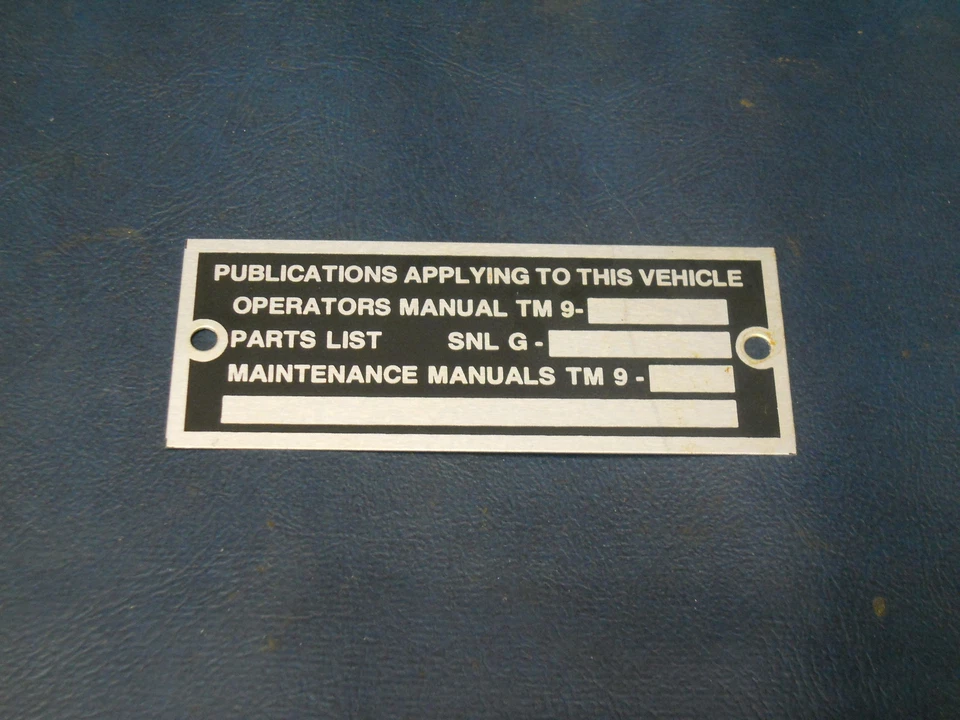 Data Plate Publication Fits Dodge WC WWII Power wagon (P13) - Изображение 1 из 1