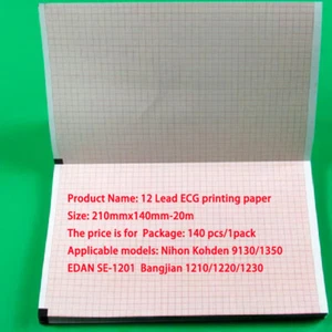 140 Stück/1er Pack 12-Blei Thermopapier EKG Druckpapier passend für Nihon Kohden 9130 - Bild 1 von 13