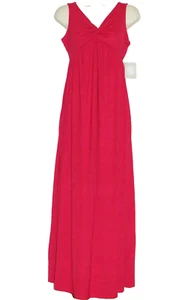 Pink SMALL Maternity Dress NEW A Glow Knot Front Full Length Maxi Gown 4 6 Kohls - Picture 1 of 12