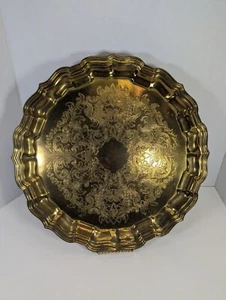 RARE Solid Brass Platter From Sheffield Silver Co 14.5-Inch (GOOD CONDITION) - Picture 1 of 6