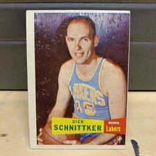 1957 topps 80 dick schnittker Rookie Rc Card Vintage Basketball Lakers E