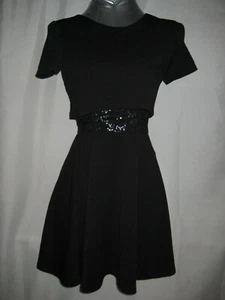 Necessary Objects Ady Gluck Frankel Black Lace at Waist Flare Dress Size Small - Picture 1 of 7