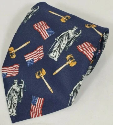 Corbata azul American Justice para hombre abogado bandera mazo juez legal  Foto 1 de 4