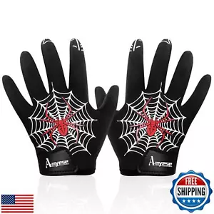 AMYESE Youth Football Gloves - Red Spider Pattern Sticky Football Receiver Gl - Picture 1 of 5