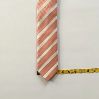 Creazioni tucci firenze  tie orange off white stripes 100% silk italy tie pa0648 - Image 1 of 4