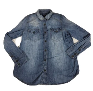 Jessica Simpson Womens Denim Button Up Blue Jean Blouse Size XS - Picture 1 of 3