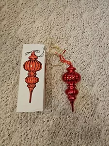 Dept 56 Optic Mercury Glass Tear Drop double Finial Christmas Ornament RED - Picture 1 of 2