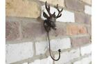 Metal Stag Deer Antler Single Hook Hanger Rustic Wall Hung Coat Hat Bathroom