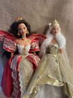 Vtg Lot/2 Barbie Holiday Celebration Dolls