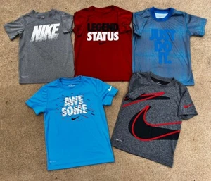 Nike Boys Dri-fit T-shirt Graphic Tee Shirt 6 5/6 Lot Of 5 Blue&Red Tiny Stain - Picture 1 of 8