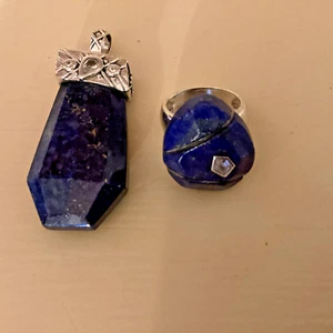 Silapada Lapis Lazuli Large Pendant & Wire Wrapped Ring(7) 925 Sterling Silver - Picture 1 of 12